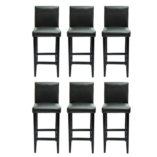 Picture of Set of 6 Modern Black Bar Stools Artificial Leather