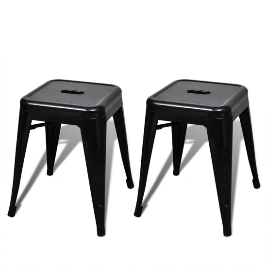 Picture of Stackable Small Metal Stool - Black 2 pcs