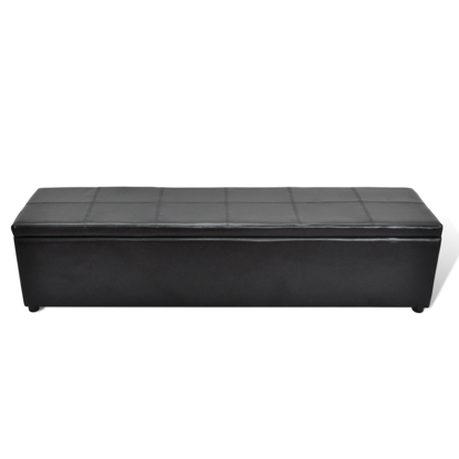 Picture of Storage Bench Leather Foot Stool Ottoman Large - Black