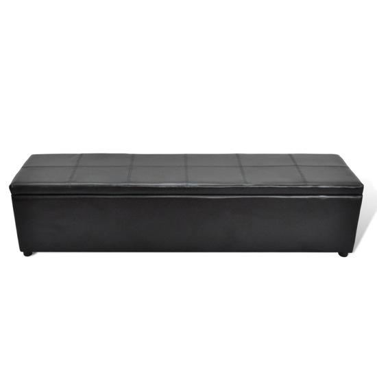 Picture of Storage Bench Leather Foot Stool Ottoman Large - Black
