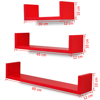 Picture of U-Shaped Floating Wall Display Shelves - 3 pcs Red