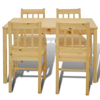 Picture of Wooden Dining Table with 4 Chairs Natural