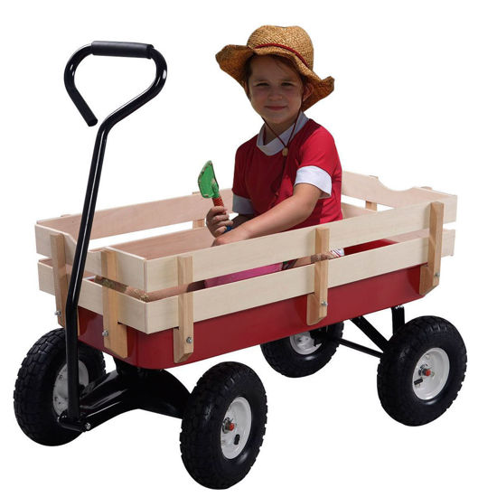 Picture of Wooden Pulling Wagon with Railing