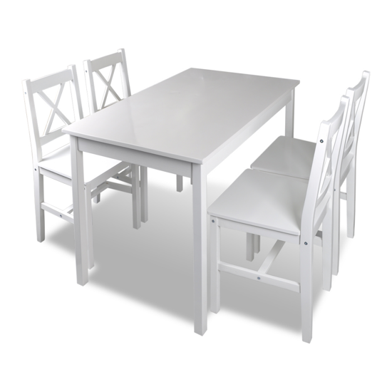 Picture of Kitchen Set Table with Chairs - White