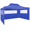 Picture of Outdoor Steel Gazebo Folding Party Tent with 4 Sidewalls - Blue