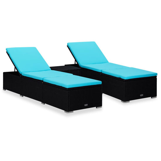 Picture of Outdoor Lounger with Table - Black