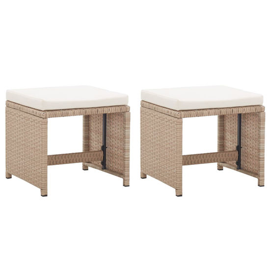 Picture of Outdoor Patio Stools - Beige 2 pcs