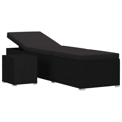 Picture of Outdoor Lounger with Tea Table - Black