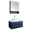 Picture of Lucera 30" Royal Blue Wall Hung Vessel Sink Modern Bathroom Vanity w/ Medicine Cabinet