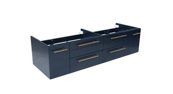 Picture of Lucera 60" Royal Blue Wall Hung Double Undermount Sink Modern Bathroom Cabinet
