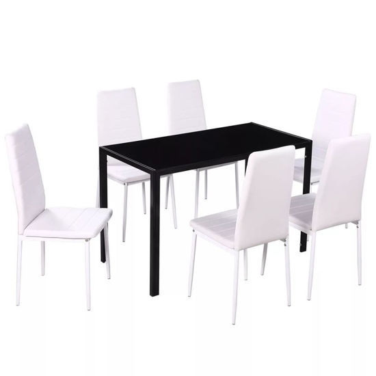 Picture of Kitchen Dining Set - 7pc Black and White