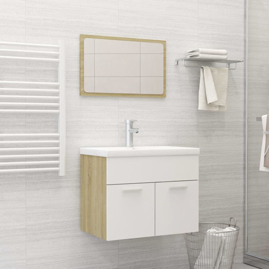 Picture of 23" Bathroom Furniture Set with - White and Sonoma Oak