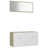 Picture of 35" Bathroom Furniture Set with Mirror - White and Sonoma Oak