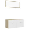 Picture of 39" Bathroom Furniture Set with Mirror - White and Sonoma Oak