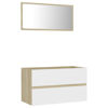 Picture of 31" Bathroom Furniture Set with Mirror - White and Sonoma Oak