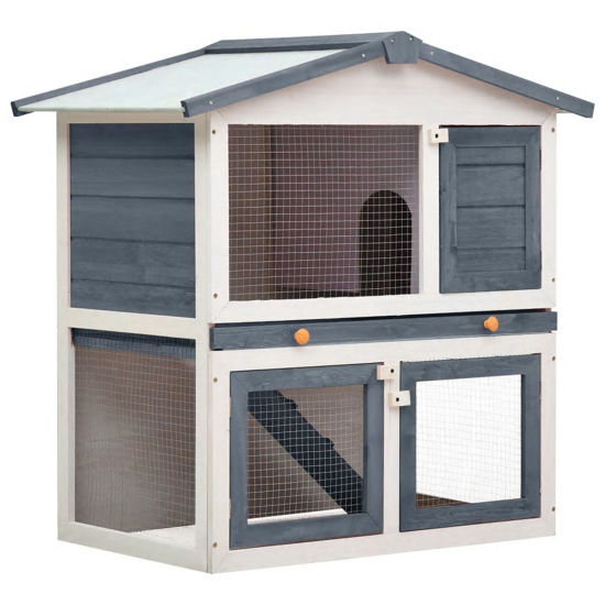 Picture of Outdoor Rabbit Hutch - Gray Wood