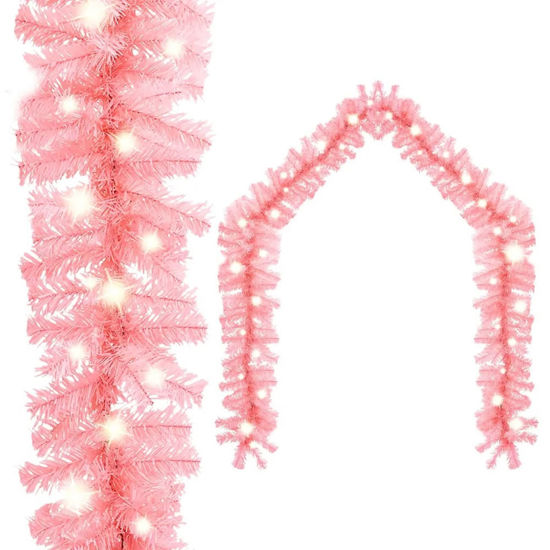 Picture of 65' Christmas Garland with LED - Pink