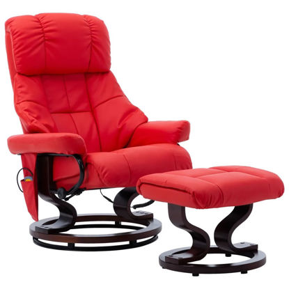 Picture of Living Room Recliner Massage Chair with Footrest - Red