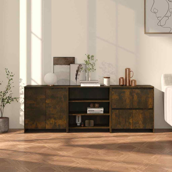 Picture of Wooden Sideboard with Storage Cabinet and Shelves OEW-SO 3 pc