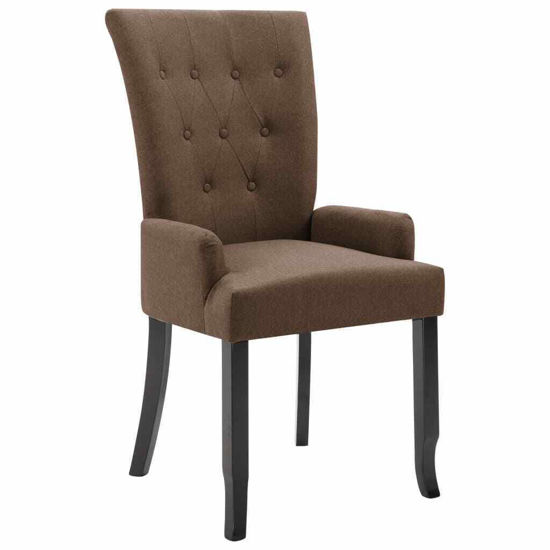 Picture of Fabric Dining Chair with Armrests - 1 pc Brown