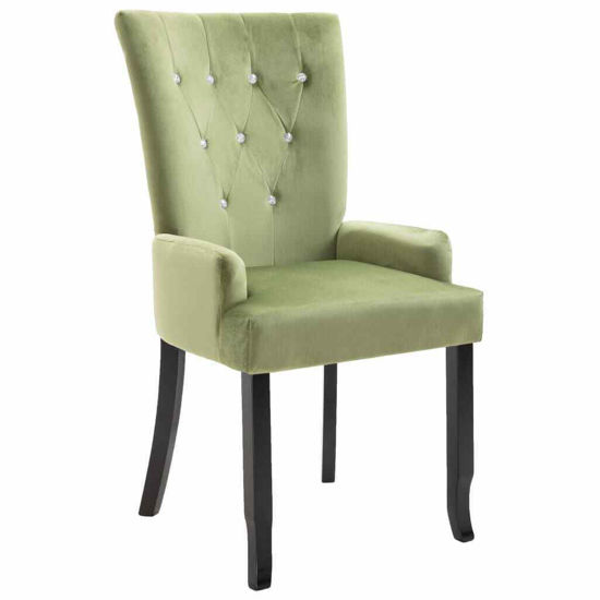 Picture of Velvet Dining Chairs with Armrests - 1 pc L Green