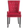 Picture of Velvet Dining Chairs with Armrest - 1 pc Red