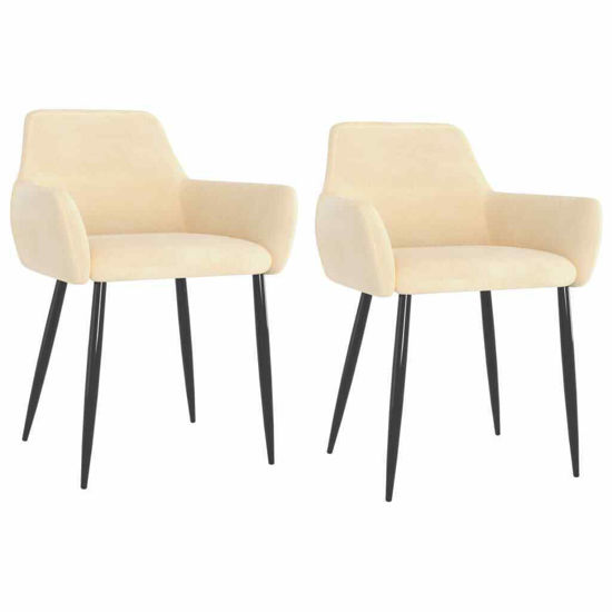 Picture of Dining Velvet Chairs with Armrest - 2 pc Cream