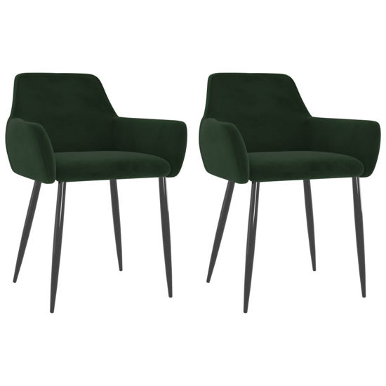 Picture of Dining Velvet Chairs with Armrest - 2 pc D Green