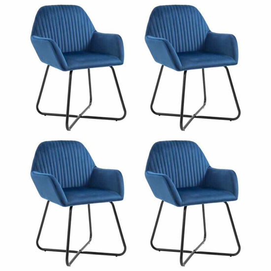 Picture of Dining Velvet Armchair Chairs - 4 pc Blue