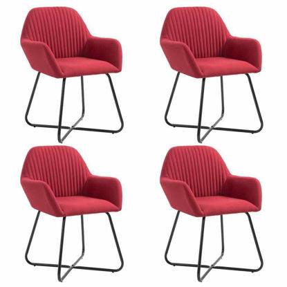 Picture of Dining Fabric Armchair Chairs - 4 pc W Red