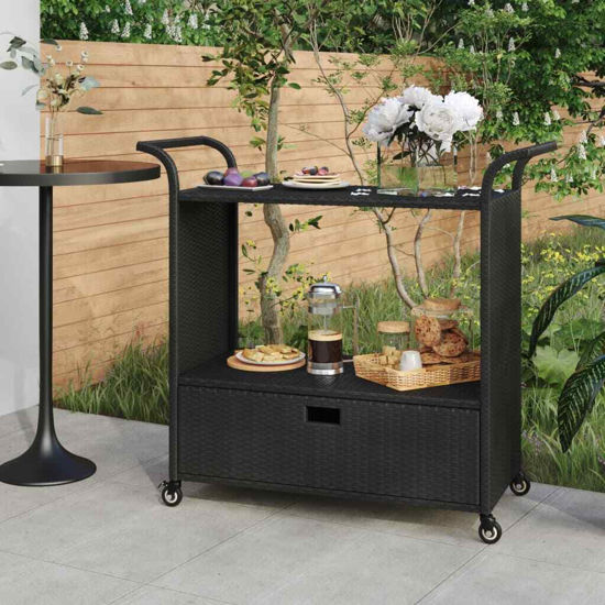 Picture of Mobil Rattan Cart with Drawer 39" - Black