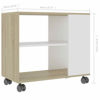 Picture of 2Tone Wooden Side Table with Shelves on Wheels 28"