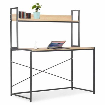 Picture of Computer Desk with Shelves 47" - Black with Oak