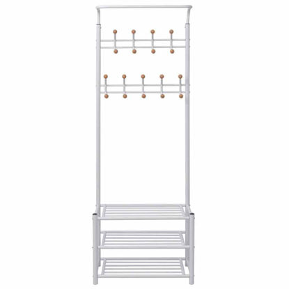 Picture of Hallway Mudroom Clothes Rack with Shoe Storage 27" - White