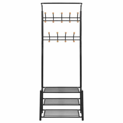 Picture of Hallway Mudroom Clothes Rack with Shoe Storage 27" - Black