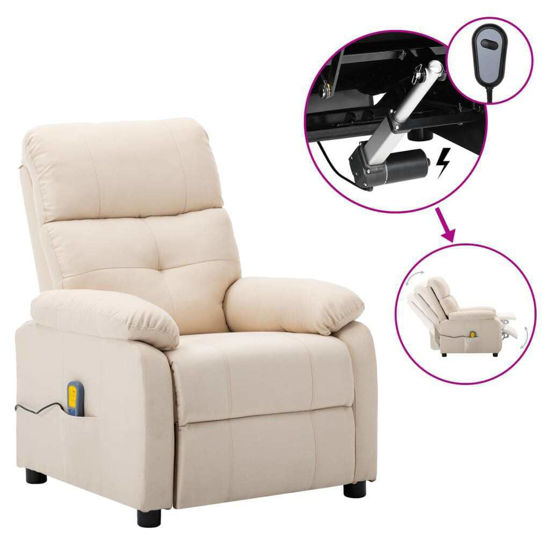 Picture of Living Room Fabric Electric Recliner Massage Chair - Cream