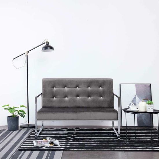 Picture of Velvet Sofa Bed with Armrest 45" - Dark Gray