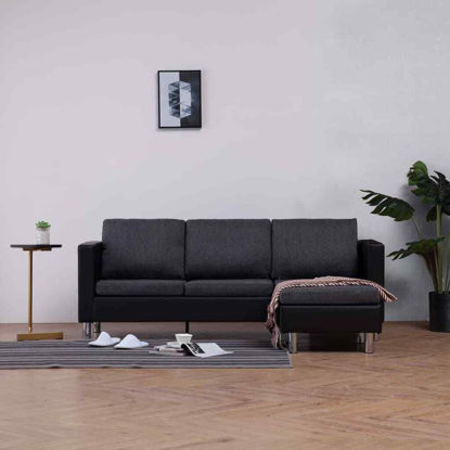 Picture of Living Room Faux Leather Sofa 74" - Black