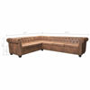 Picture of Living Room L-Shaped Faux Leather Sofa 102" - Brown