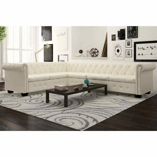 Picture of Living Room L-Shaped Faux Leather Sofa 102" - White