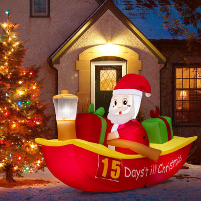 Picture of 7' Christmas Inflatable Santa Claus on the boat
